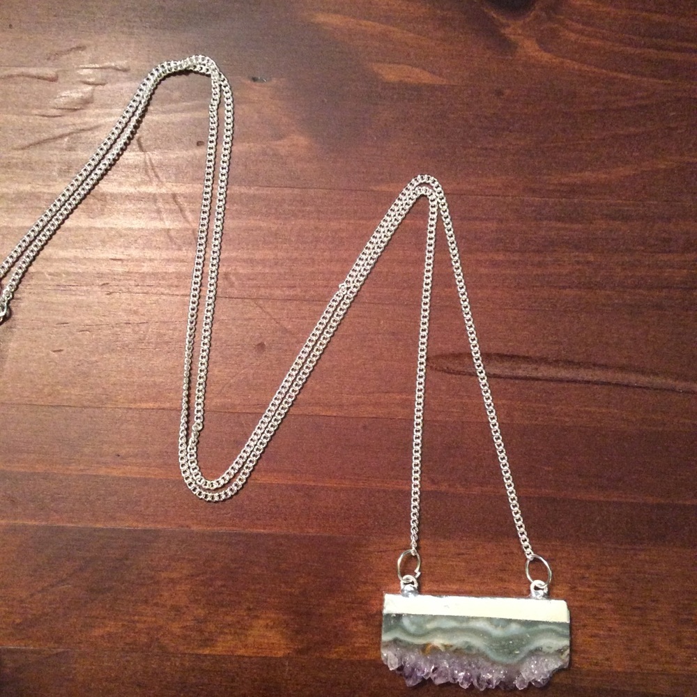 •silver amethyst slice pendant• - Picture 3 of 4